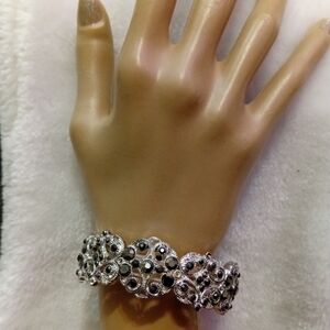 Chic Silver and Black Bracelet